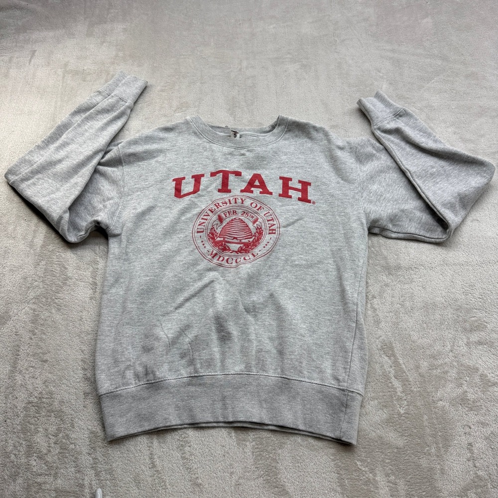 University Of Utah Smart Blank Sweatshirt Women S Grey Collegiate Retro Crewneck